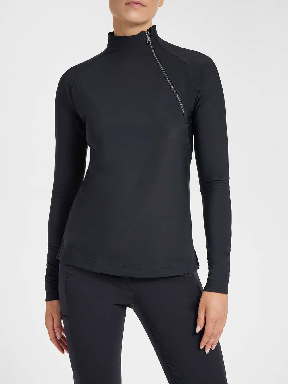 Anatomie Lessie Cozy Black 1/4 Zip Mock Neck Long Sleeve Active Pullover Size XS